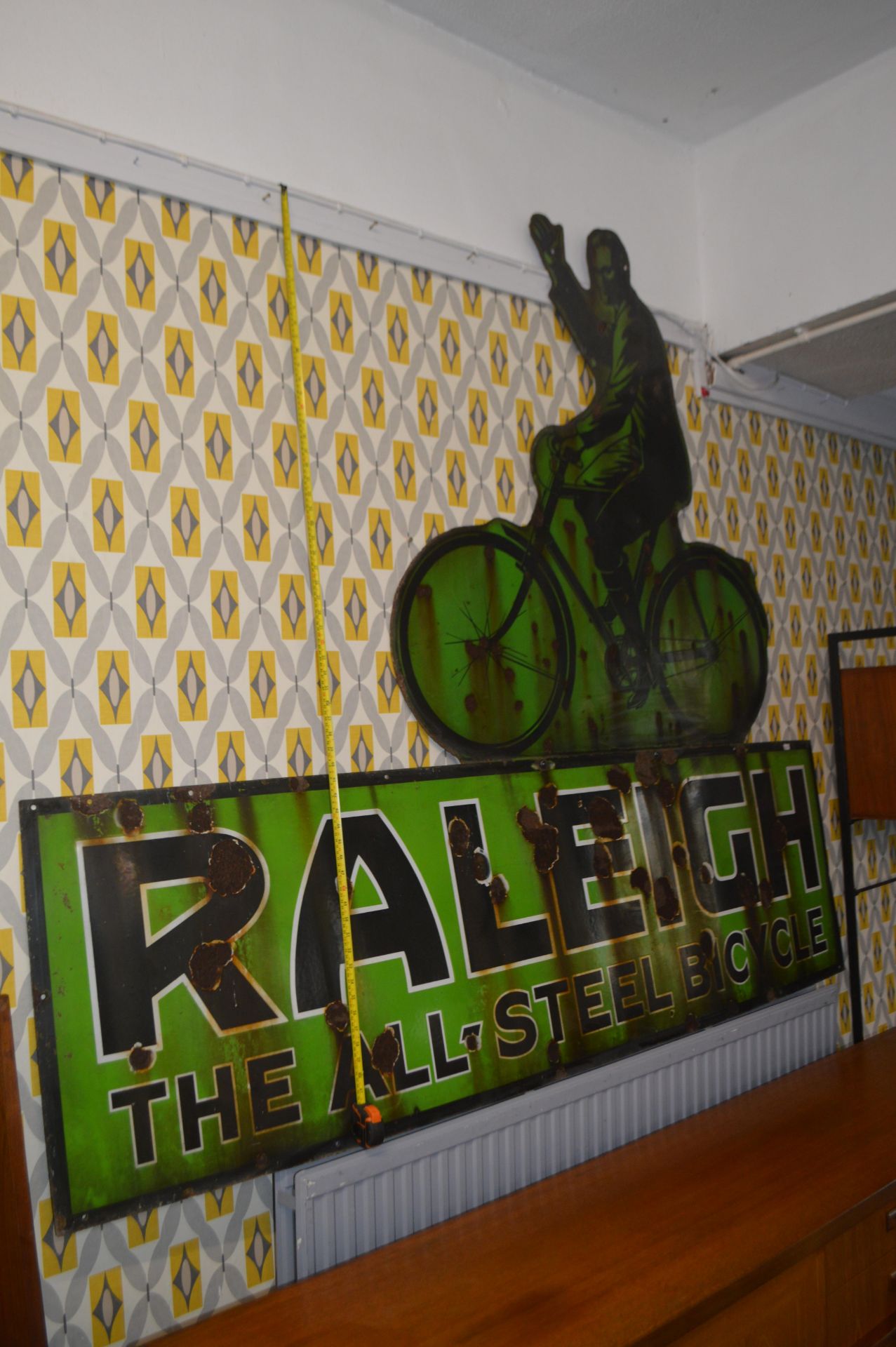 Raleigh Bicycles Enamel Advertising Sign 7ft x 6ft - Image 3 of 4