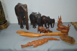 Carved Wooden Elephants etc.