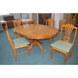Ducal Extending Pine Dining Table with Four Matchi