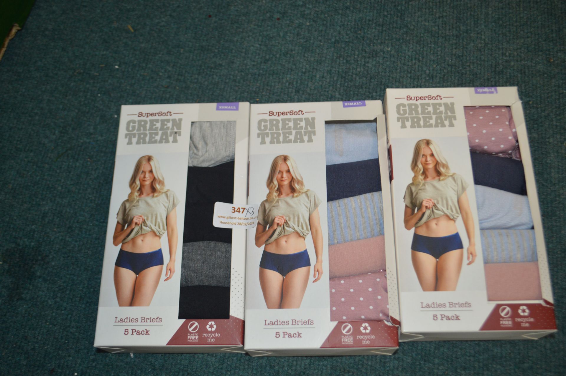 *3x 5pk of Green Treat Lady's Briefs Size: XS