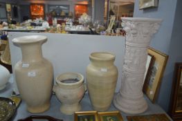 Three vases and a Plant Stand