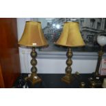 Pair of Gilded Decorative Lamps with Gold Shades