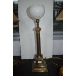 Brass Table Lamp with Classical Column and Glass S