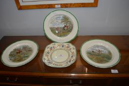 Copeland Spode Hunting Plate and a Floral Plate