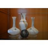 Italian White Crystal Vases plus Two Other Glass V