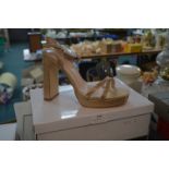 Lady's Gold High Heel Sandals Size: 7