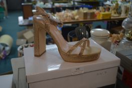 Lady's Gold High Heel Sandals Size: 7