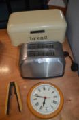 Bread Bin, Toaster, and a Clock
