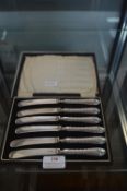 Set of Six Silver Butter Knives with Hallmarked Ha