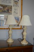 Pair of Onyx Table Lamps with Cream Shades