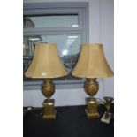 Pair of Large Gilded Table Lamps with Classical De