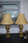Pair of Large Gilded Table Lamps with Classical De