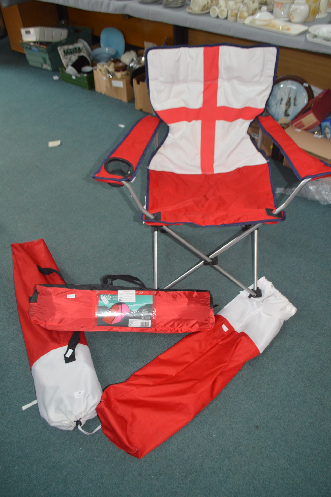 Two England Football Folding Camp Chairs and a Fou