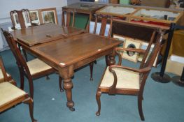 1930's Oak Wind Out Dining Table with Five Matchin