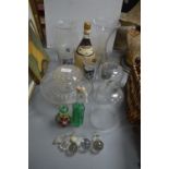 Vintage Glassware, vases, and a Bottle of Chianti