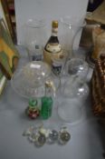 Vintage Glassware, vases, and a Bottle of Chianti