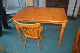 Solid Pine Kitchen Table and Single Chair