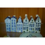 Six Blue Delft Gin Bottle Houses