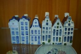 Six Blue Delft Gin Bottle Houses