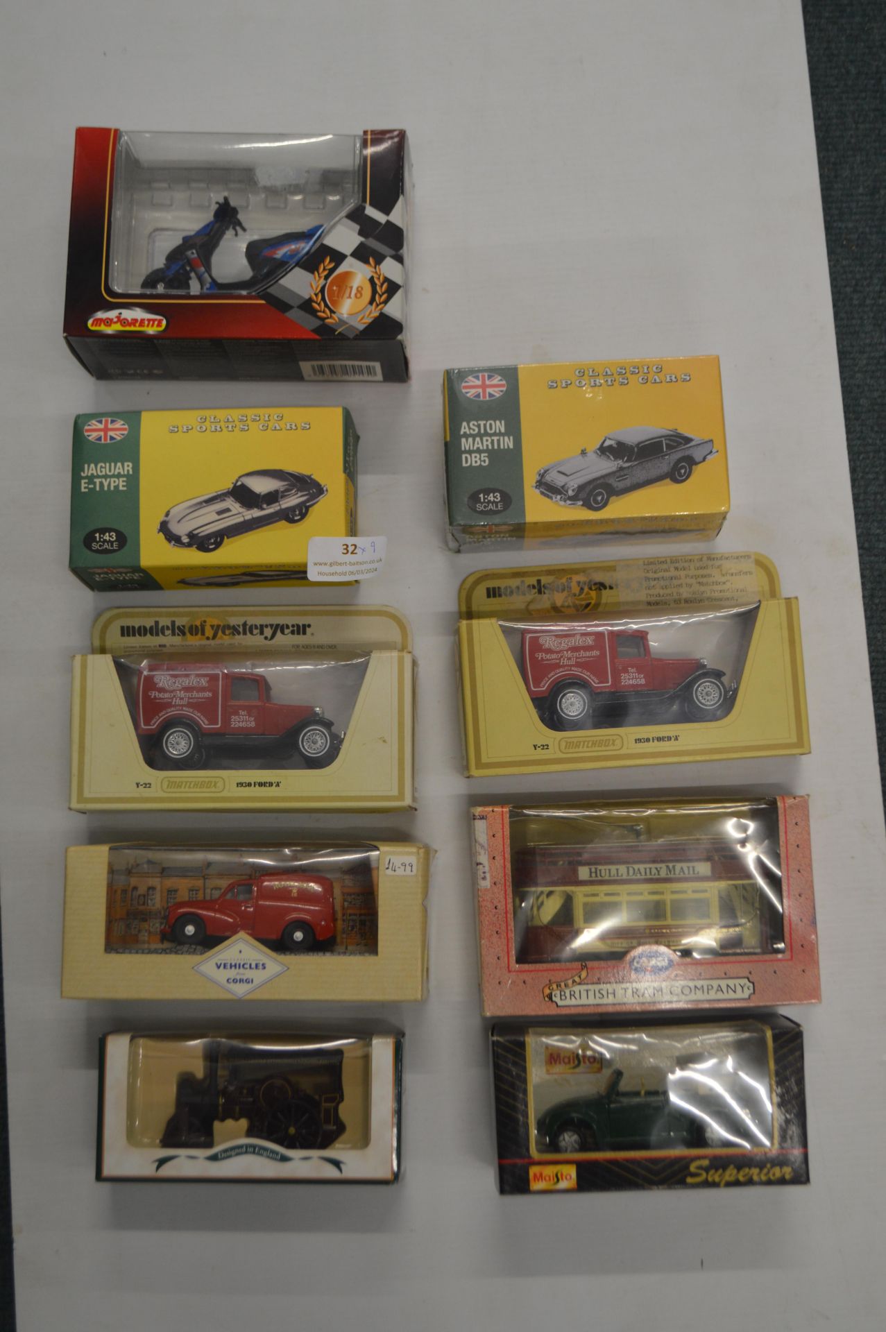 Nine Diecast Vehicles by Models of Yesteryear, etc