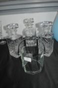 Two Cut Glass Lead Crystal Decanters and an Ice Bu