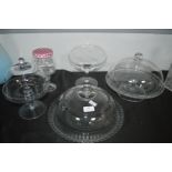 Three Glass Cake Domes etc.