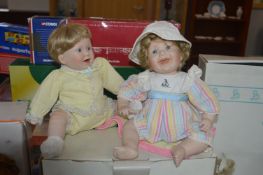 Two Danbury Mint Dolls "Playing Footsie" and "The