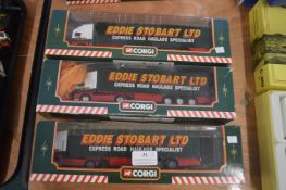 Three Corgi Eddie Stobart ERF Curtain Side Trailer