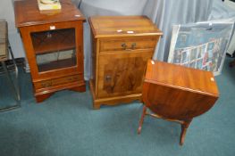 Two Small Cabinets and a Lyre Ended Drop Leaf Occa