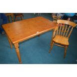 Solid Pine Kitchen Table with Single Chair