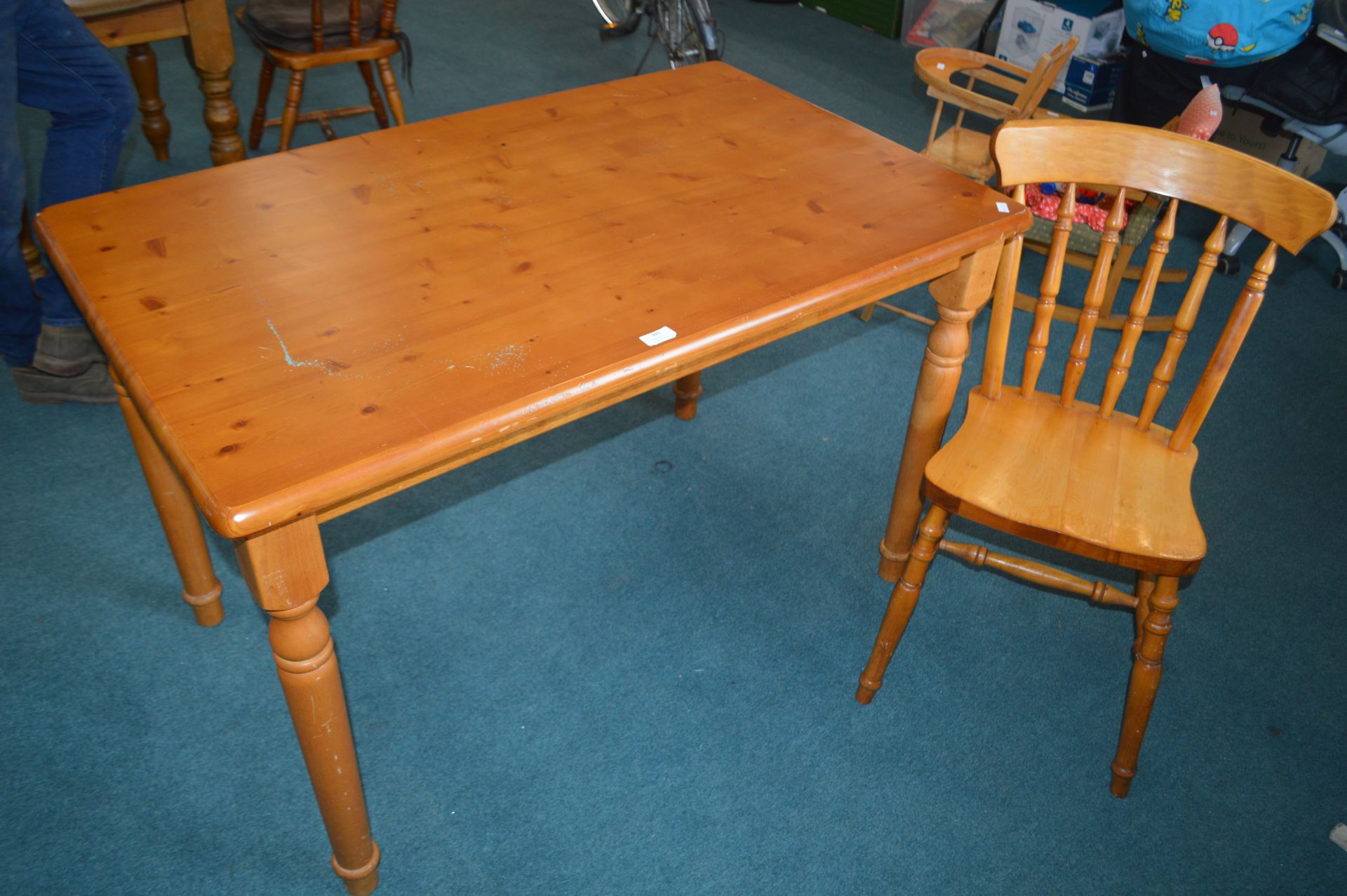 Solid Pine Kitchen Table with Single Chair