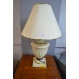 Pottery Table Lamp with Cream Shade