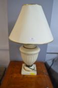 Pottery Table Lamp with Cream Shade