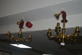 Pair of Brass Candle Style Chandeliers