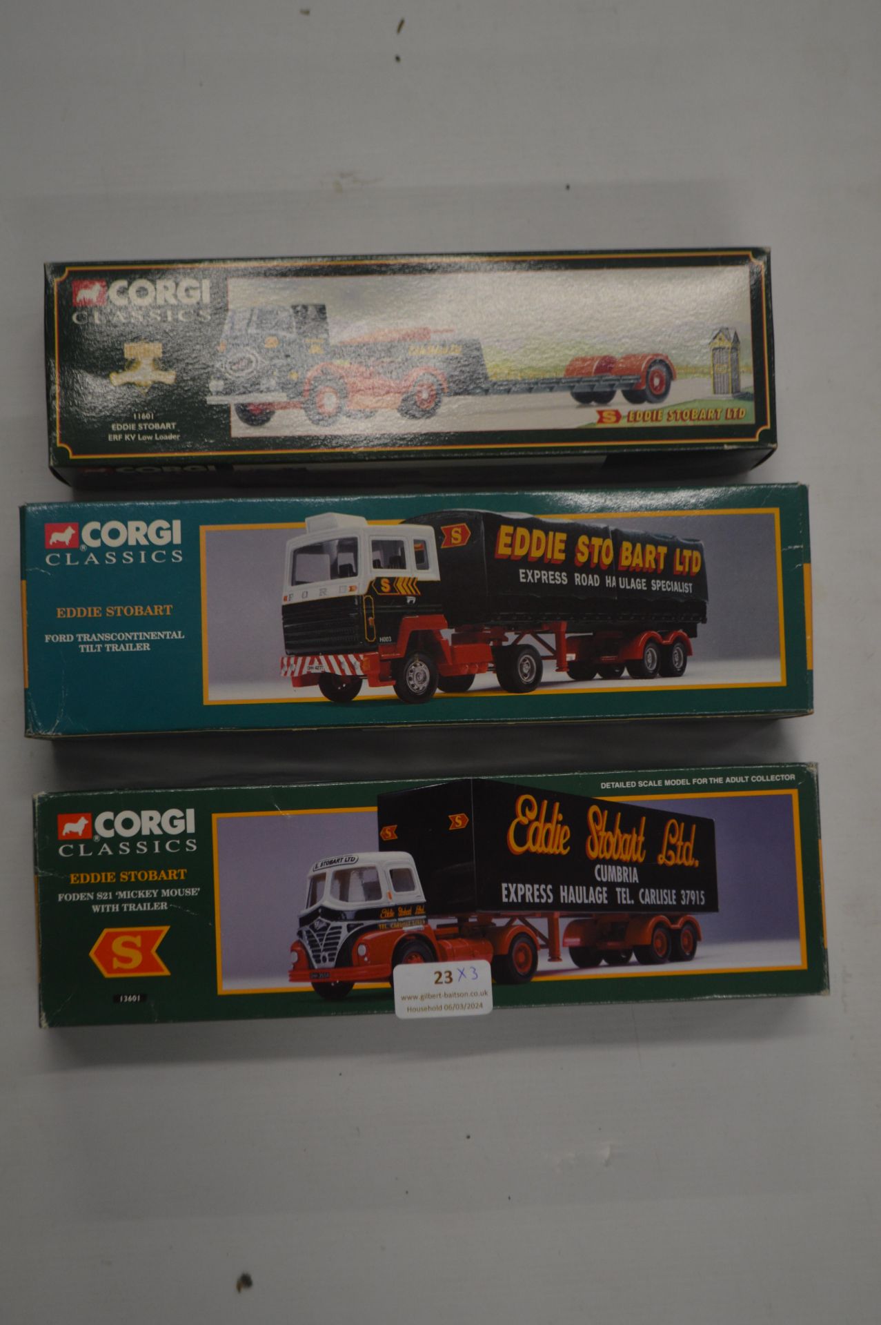 Three Corgi Eddie Stobart Trucks and Trailers