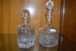 Two Cut Glass Lead Crystal Decanters
