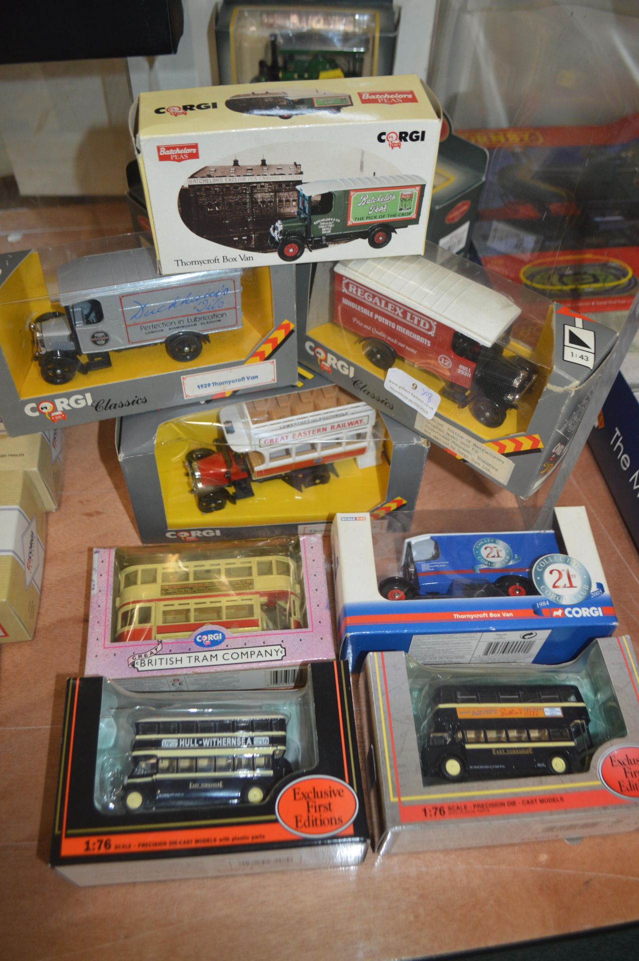 Eight Diecast Advertising Vehicles, Buses, etc.