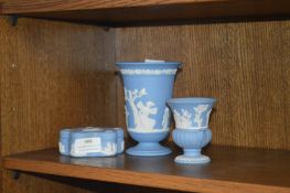 Three Wedgwood Blue & White Jasperware Pots