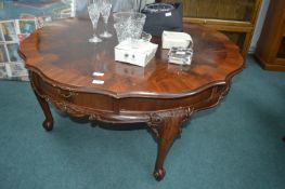 Large Circular Piecrust Coffee Table with Ball & C