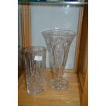 Two Cut Glass Lead Crystal Vases