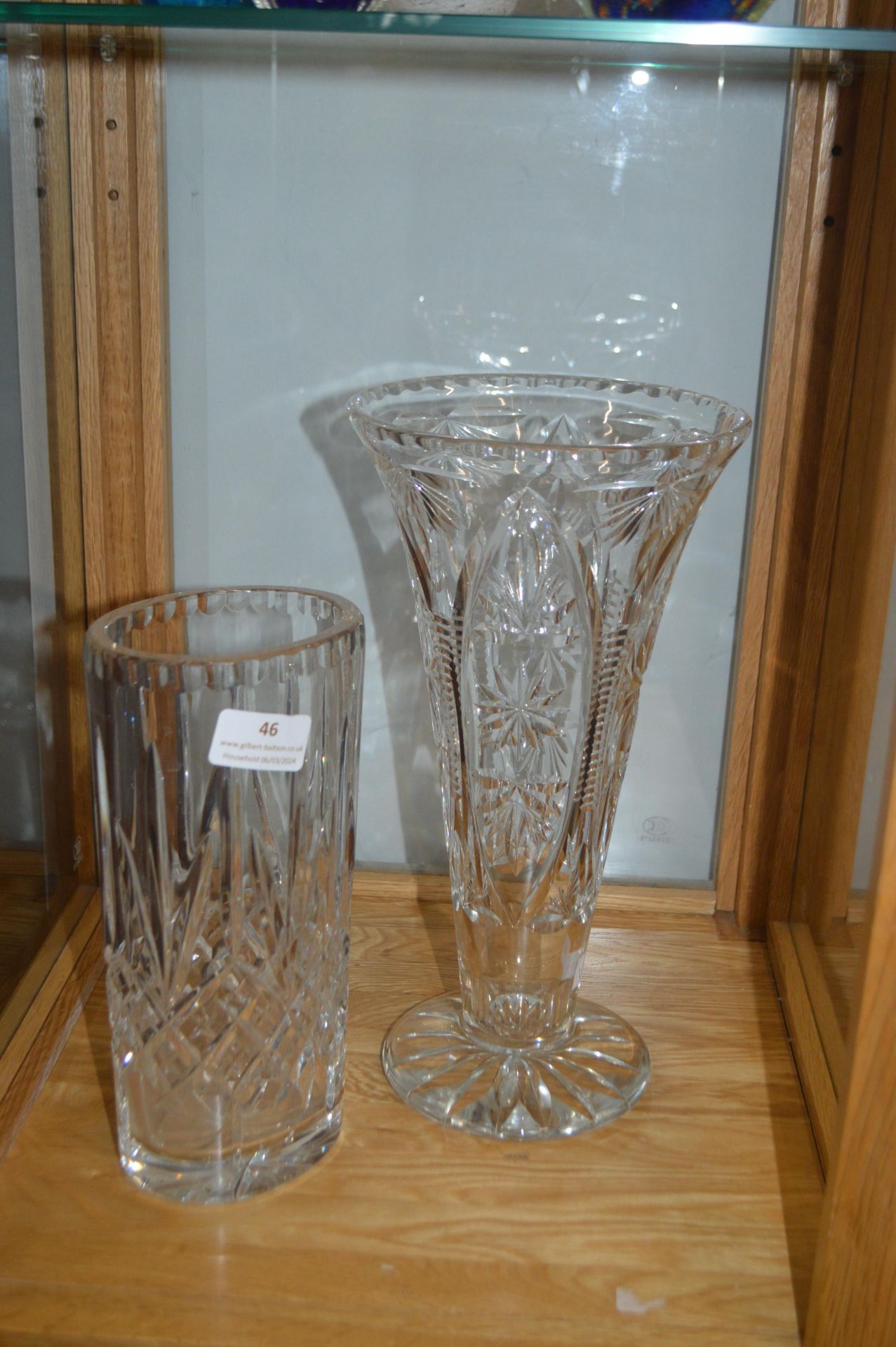 Two Cut Glass Lead Crystal Vases