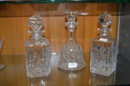 Three Cut Glass Lead Crystal Decanters