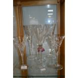 Six Decorative Glass Champagne Flutes