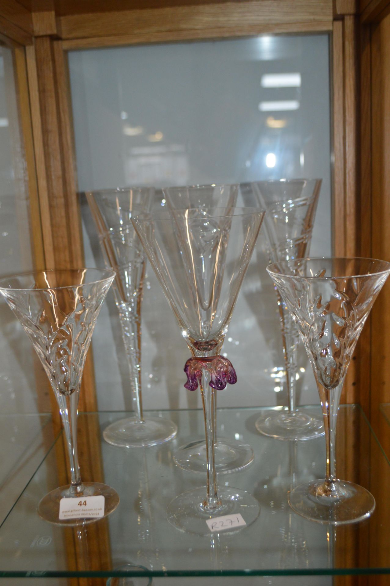 Six Decorative Glass Champagne Flutes