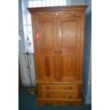 Solid Pine Two Drawer Double Wardrobe