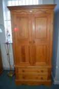 Solid Pine Two Drawer Double Wardrobe