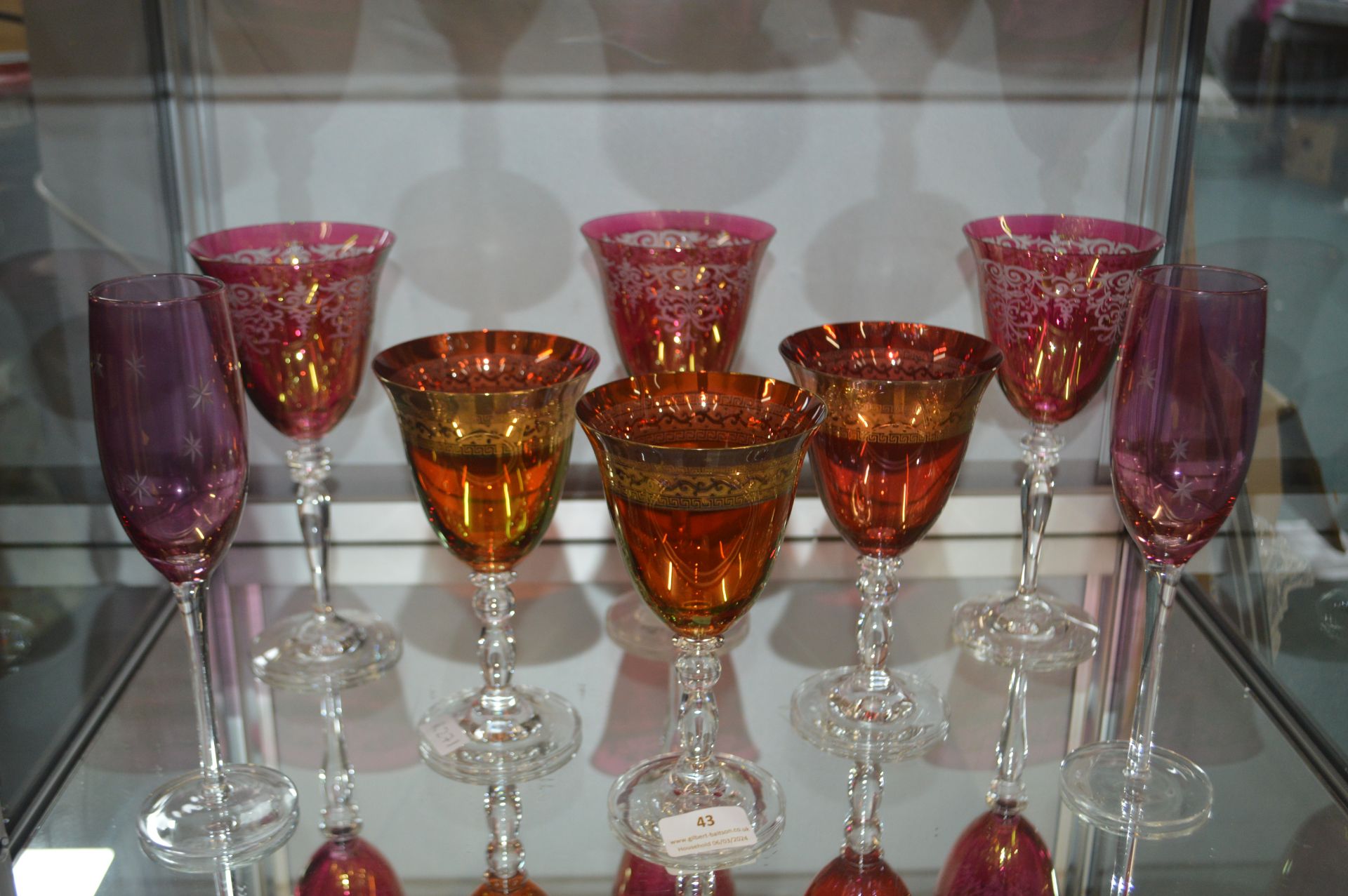 Coloured Gilded Wine Glasses, etc.