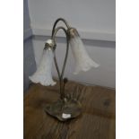 Art Nouveau Style Lily Pad Lamp with Two Frosted S