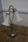 Art Nouveau Style Lily Pad Lamp with Two Frosted S