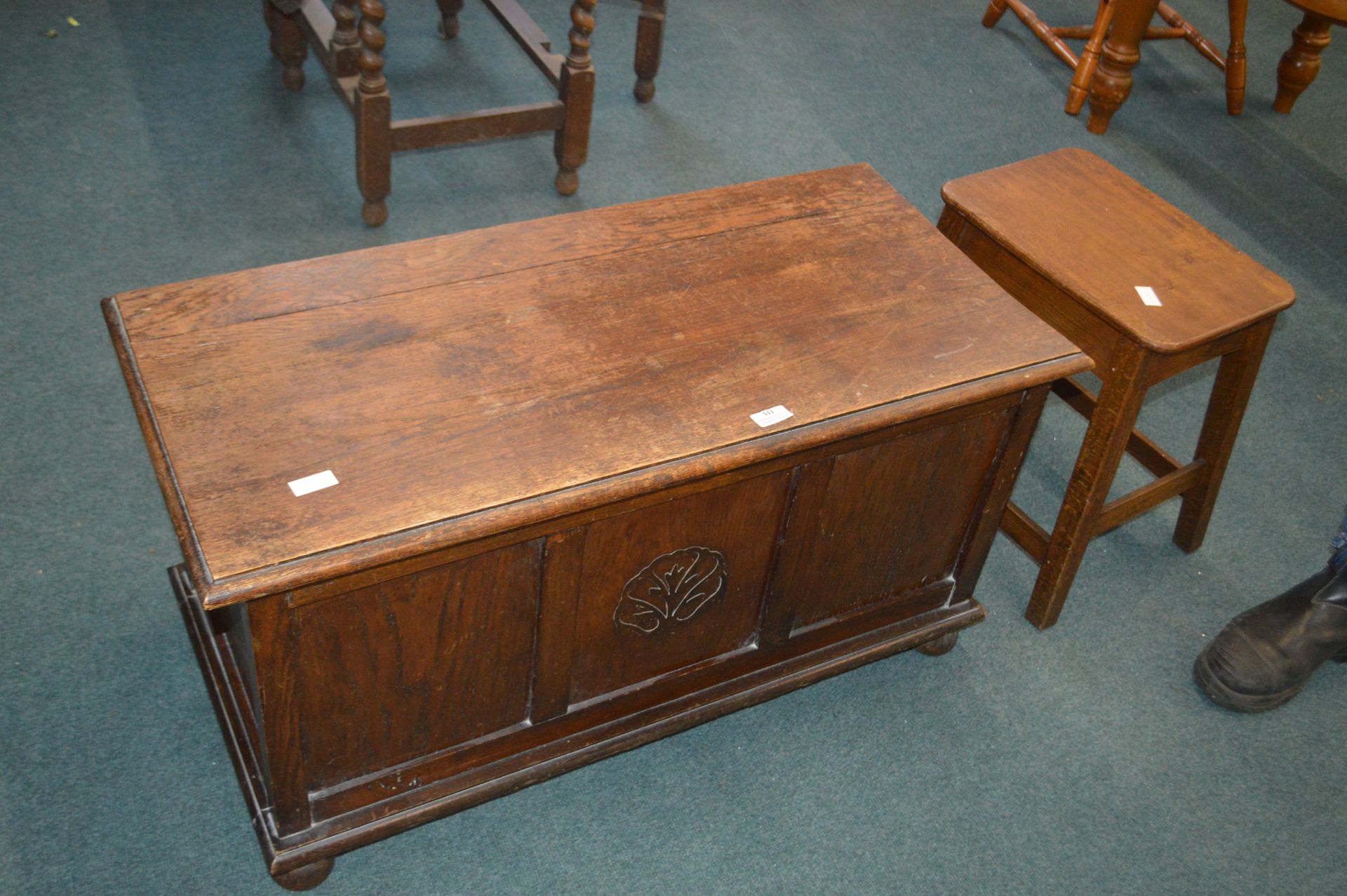 Oak Blanket Box and a Stool etc.